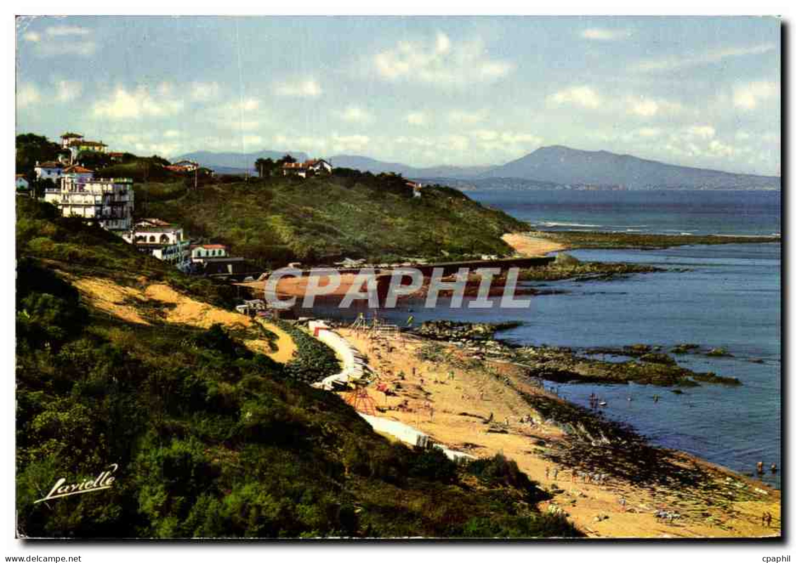 CPSM Guethary Vue generale de la Plage Au fond l'Espagne