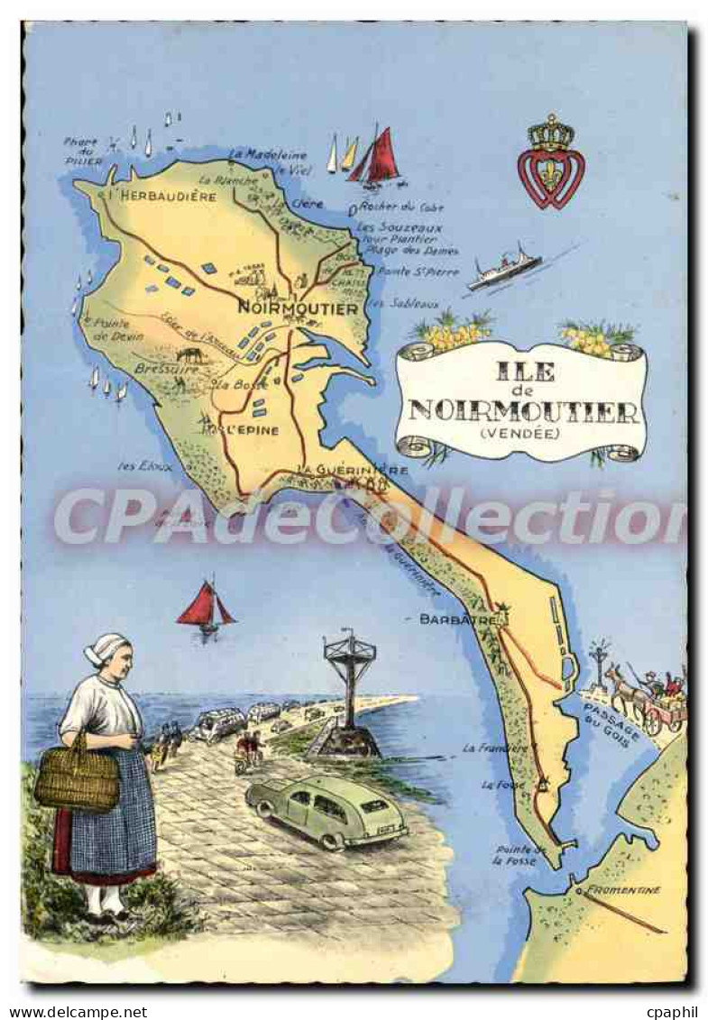 CPSM Ile de Noirmoutier carte touristique