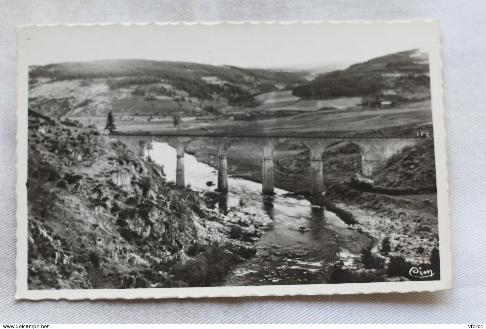 Cpsm, Langogne, pont des Brasses sur l'Allier, Lozère 48