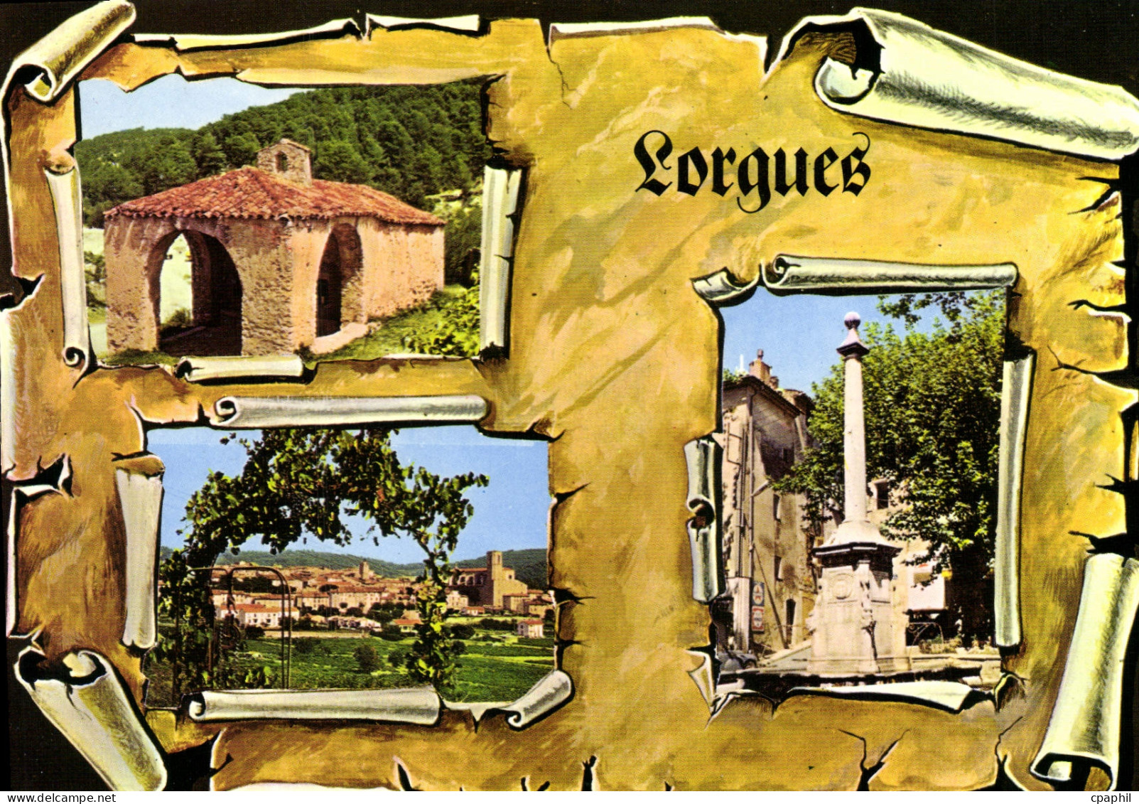 CPSM Lorgues Var Chapelle St Honorat Vue generale Fontaine de la Noix Roi de naples et Comie de Prov