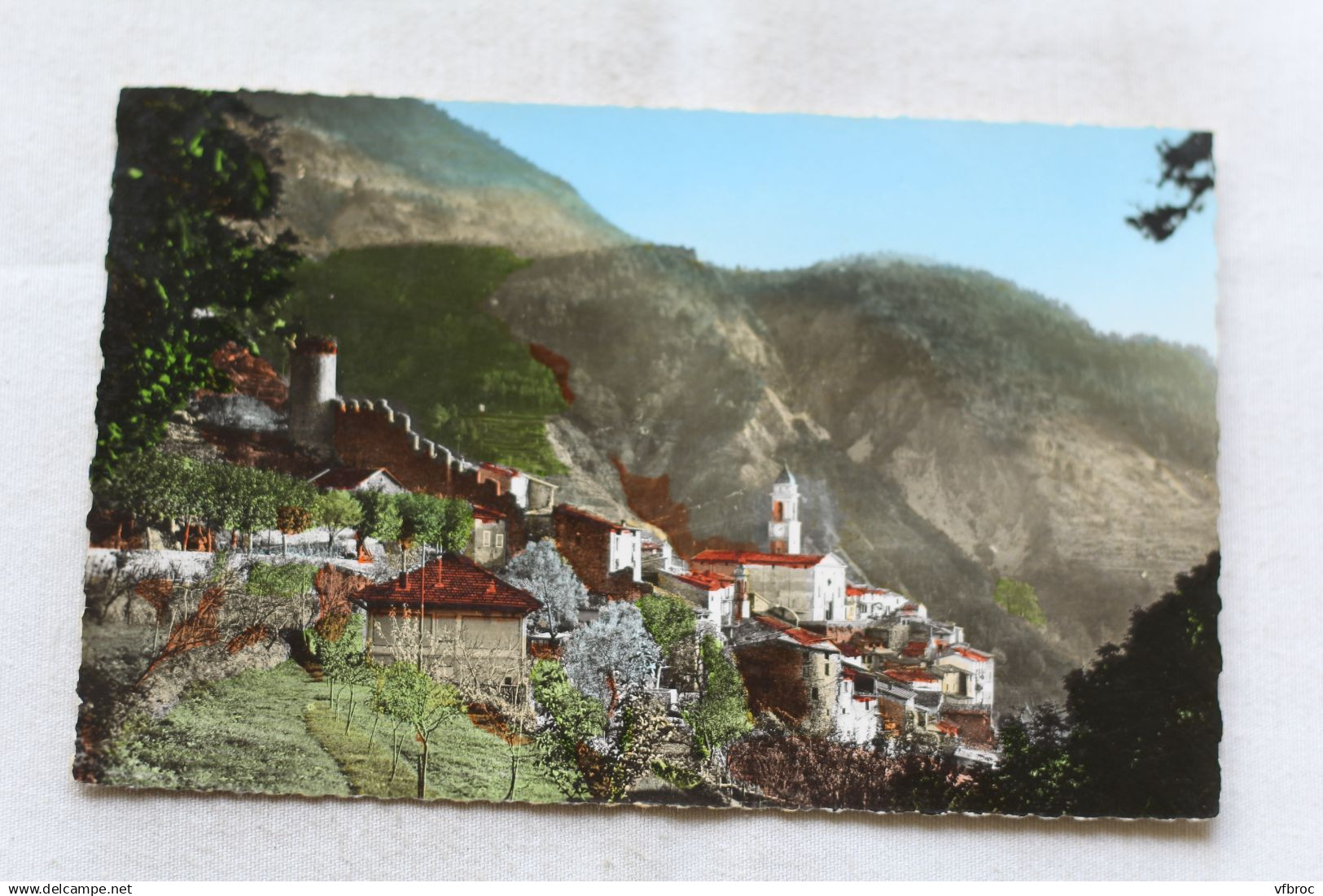 Cpsm, Lucéram, le château et l'église, Alpes Maritimes 06