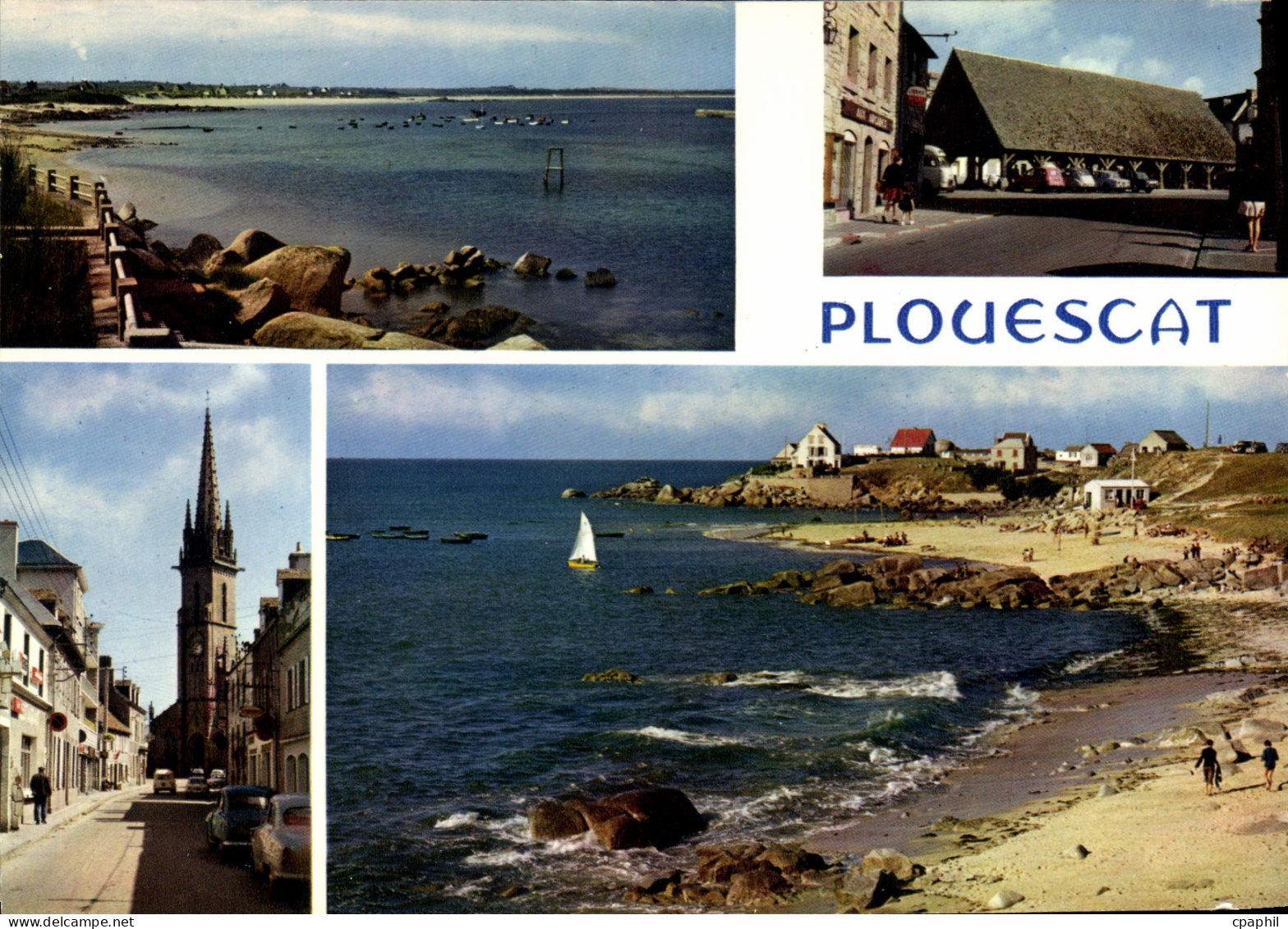 CPSM Plouescat L'Eglise Les Halles Et Les Plages