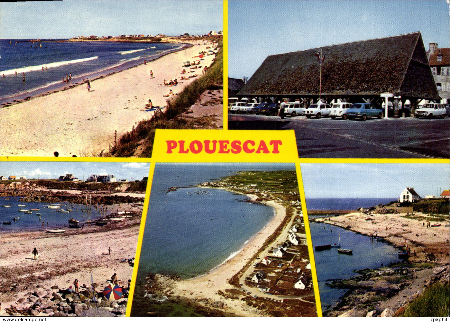 CPSM Plouescat les Halles et les plages