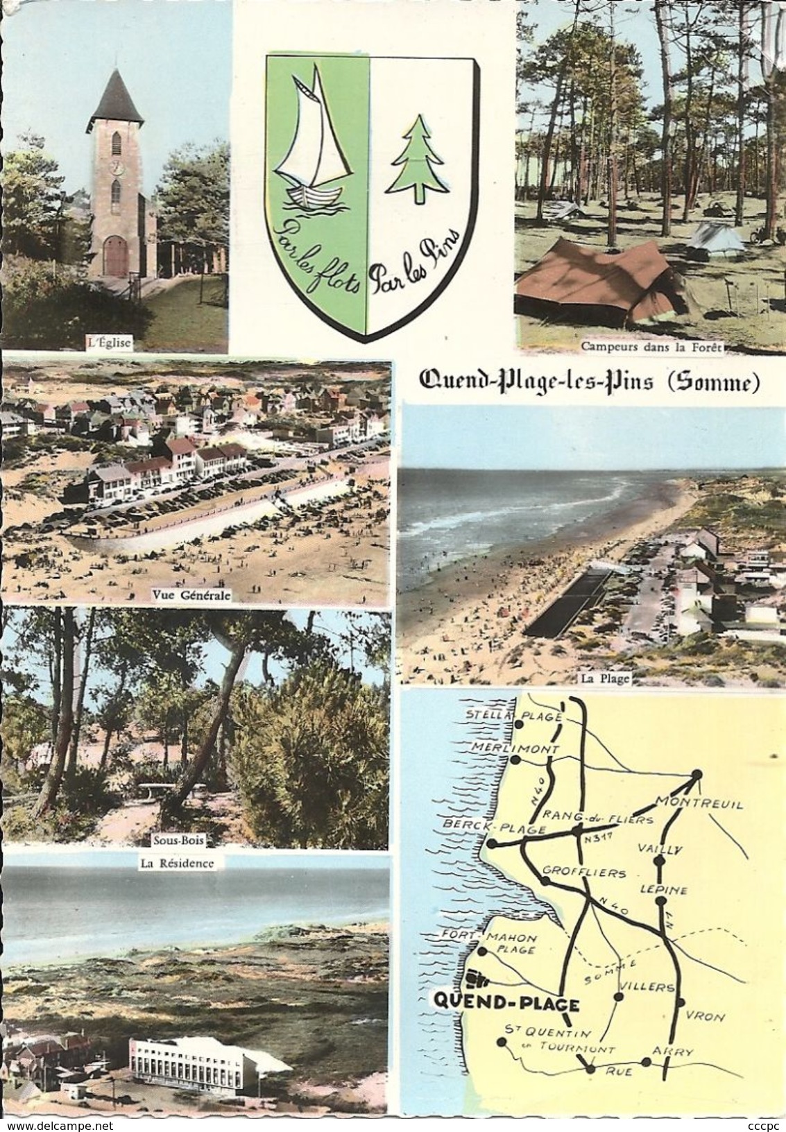 CPSM Quend Plage Les Pins vues multiples Blason