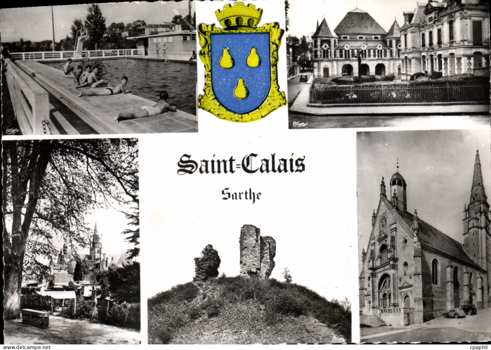 CPSM Saint Calais Sarthe multivues