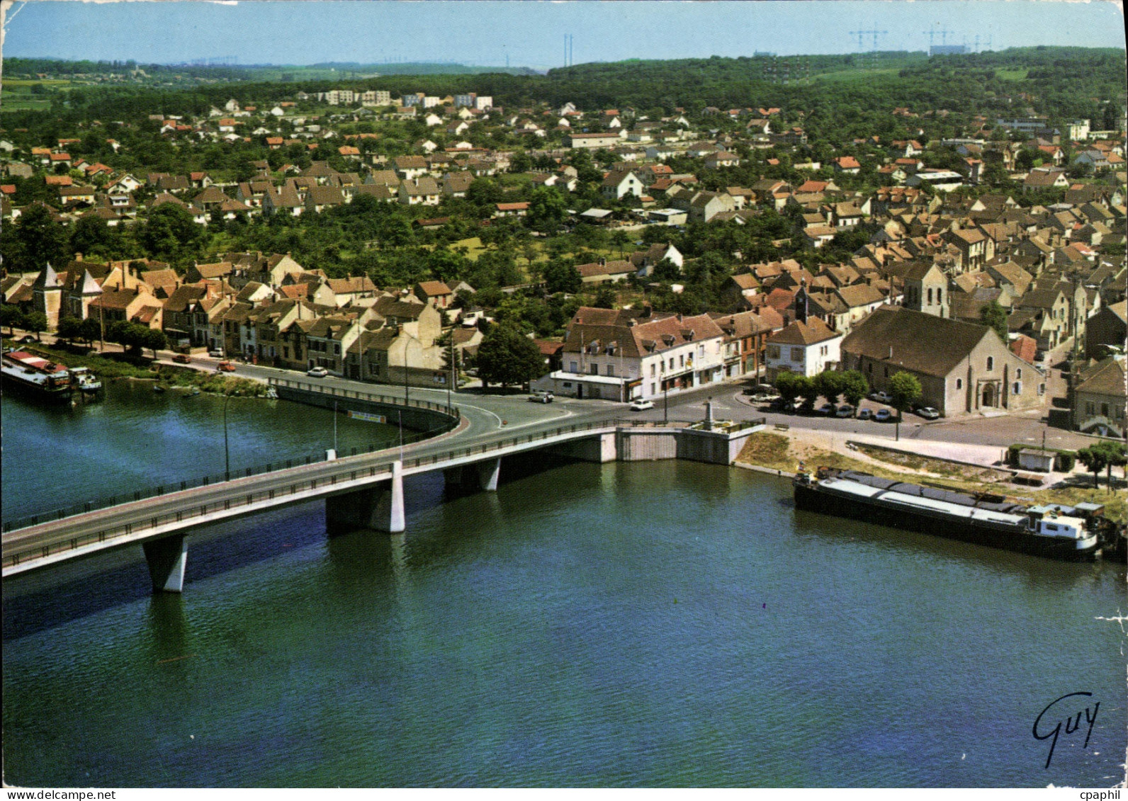 CPSM Saint Mammes (Seine et Marne) Le nouveau pont sur la Seilne le centre de la ville les Quais et