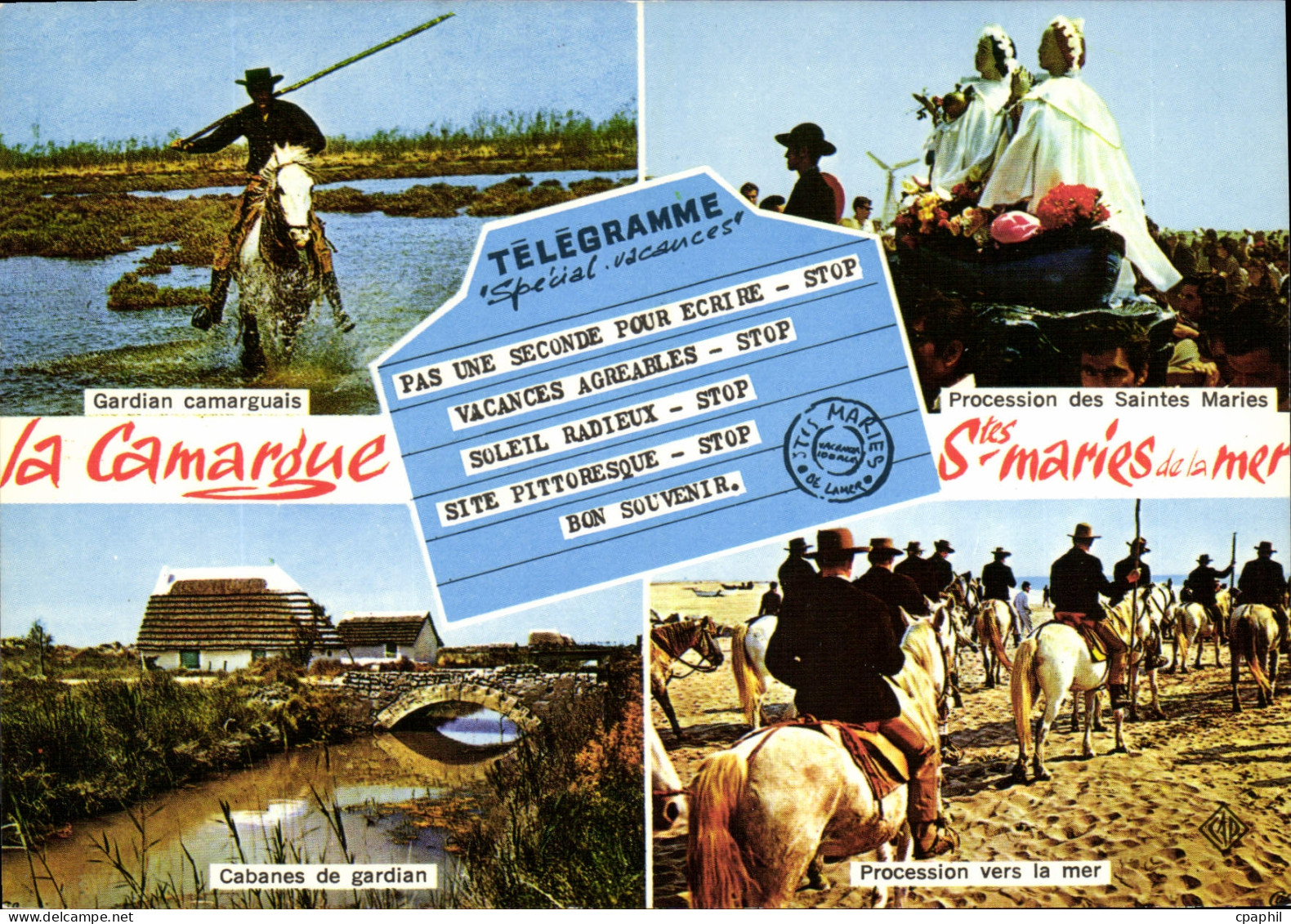 CPSM Saintes-Maries de la mer procession gardian