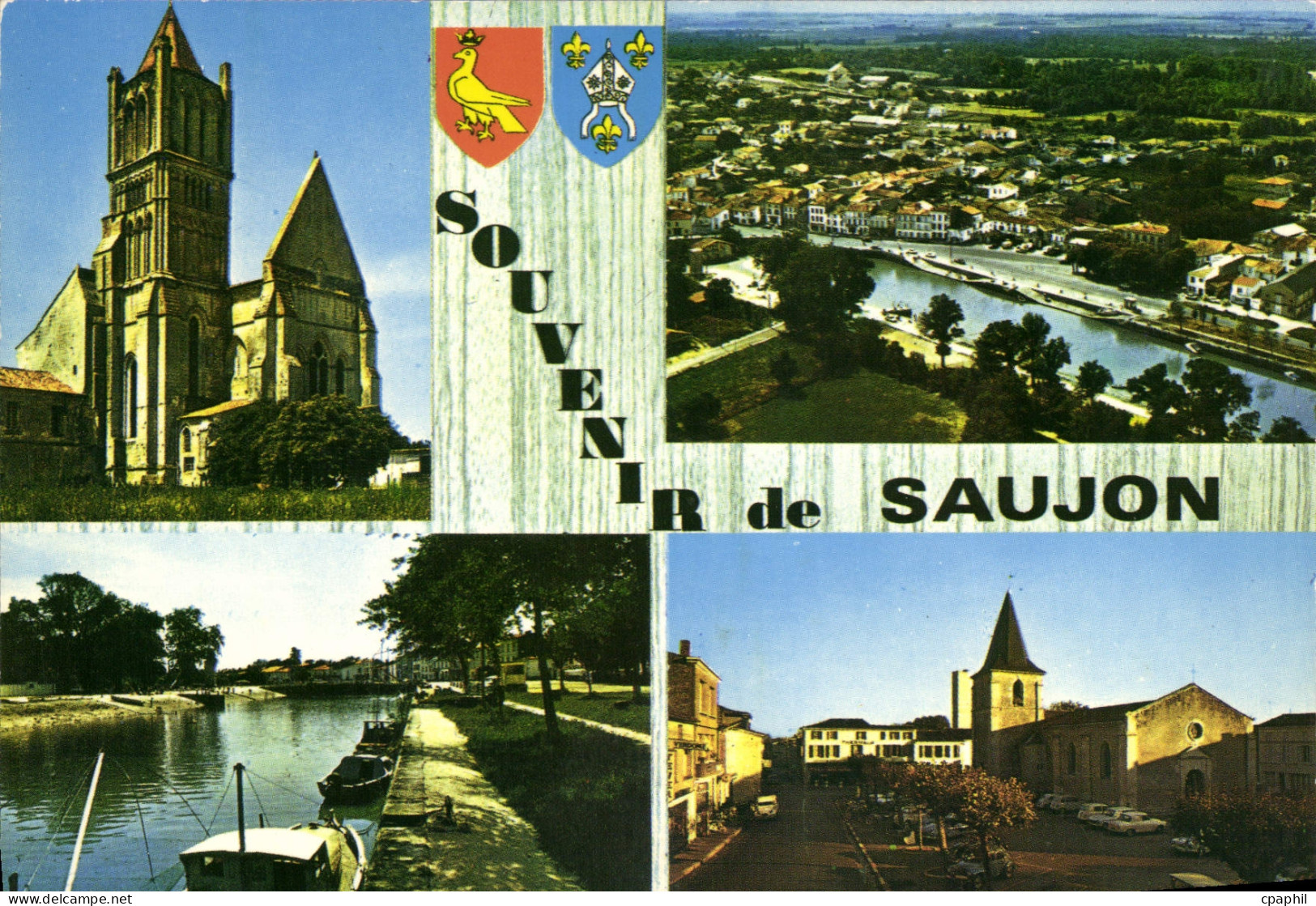 CPSM Saujon L'Eglise Vue Generale Le Port La Place
