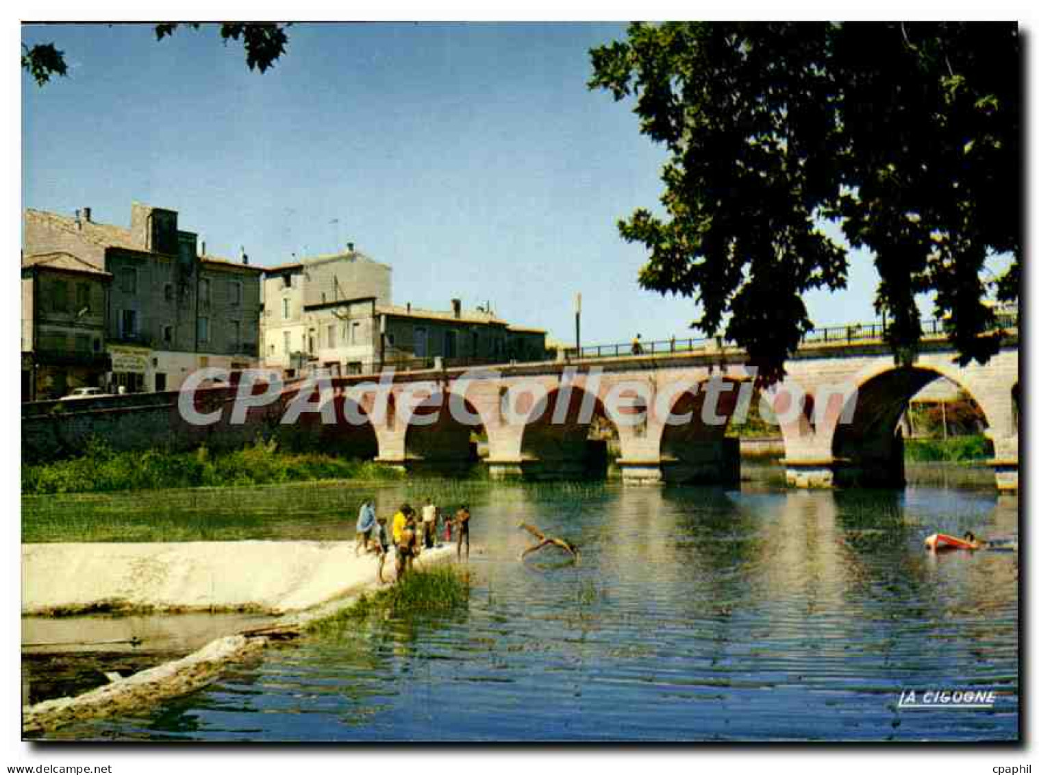 CPSM Sommieres L'Ecluse Et Le Pont Romain Construit Sous I'Empereur