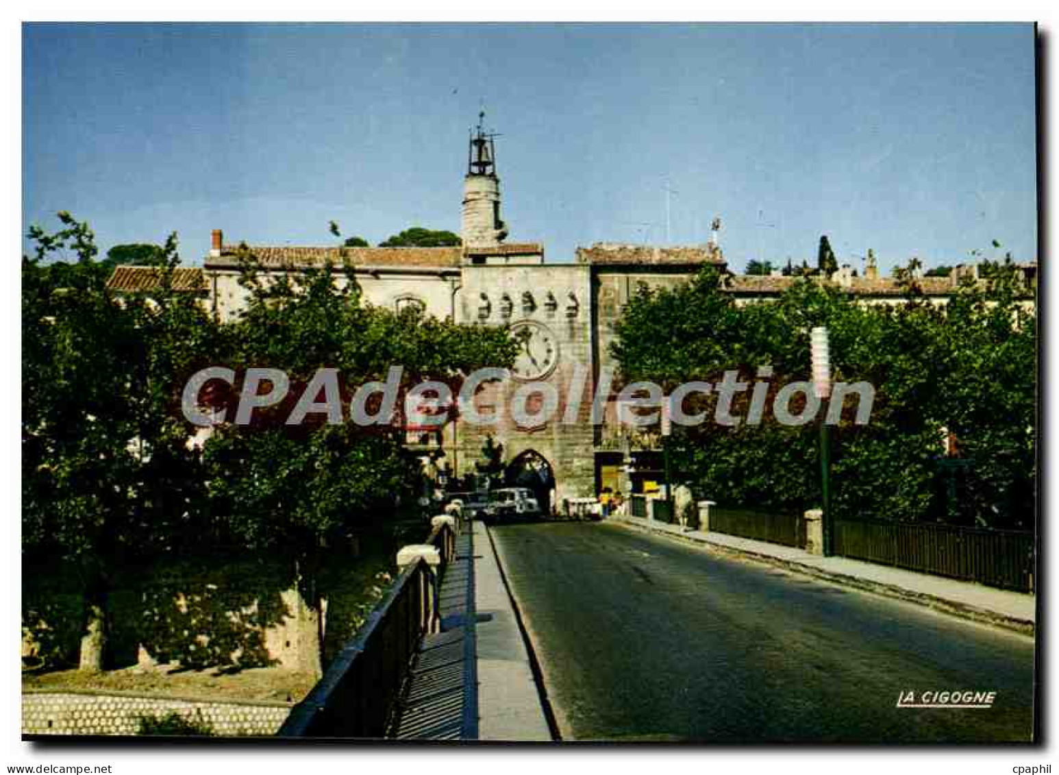 CPSM Sommieres Le Pont Sur Le Virdoule Et La Tour De I'Horloge