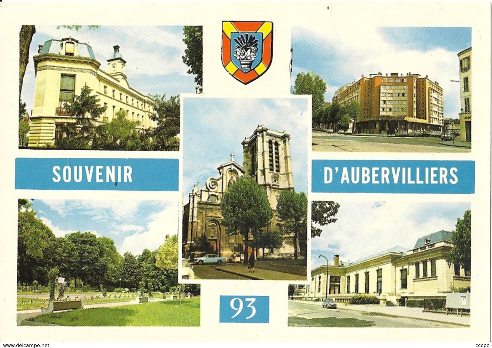 CPSM Souvenir d' Aubervilliers vues multiples Blason