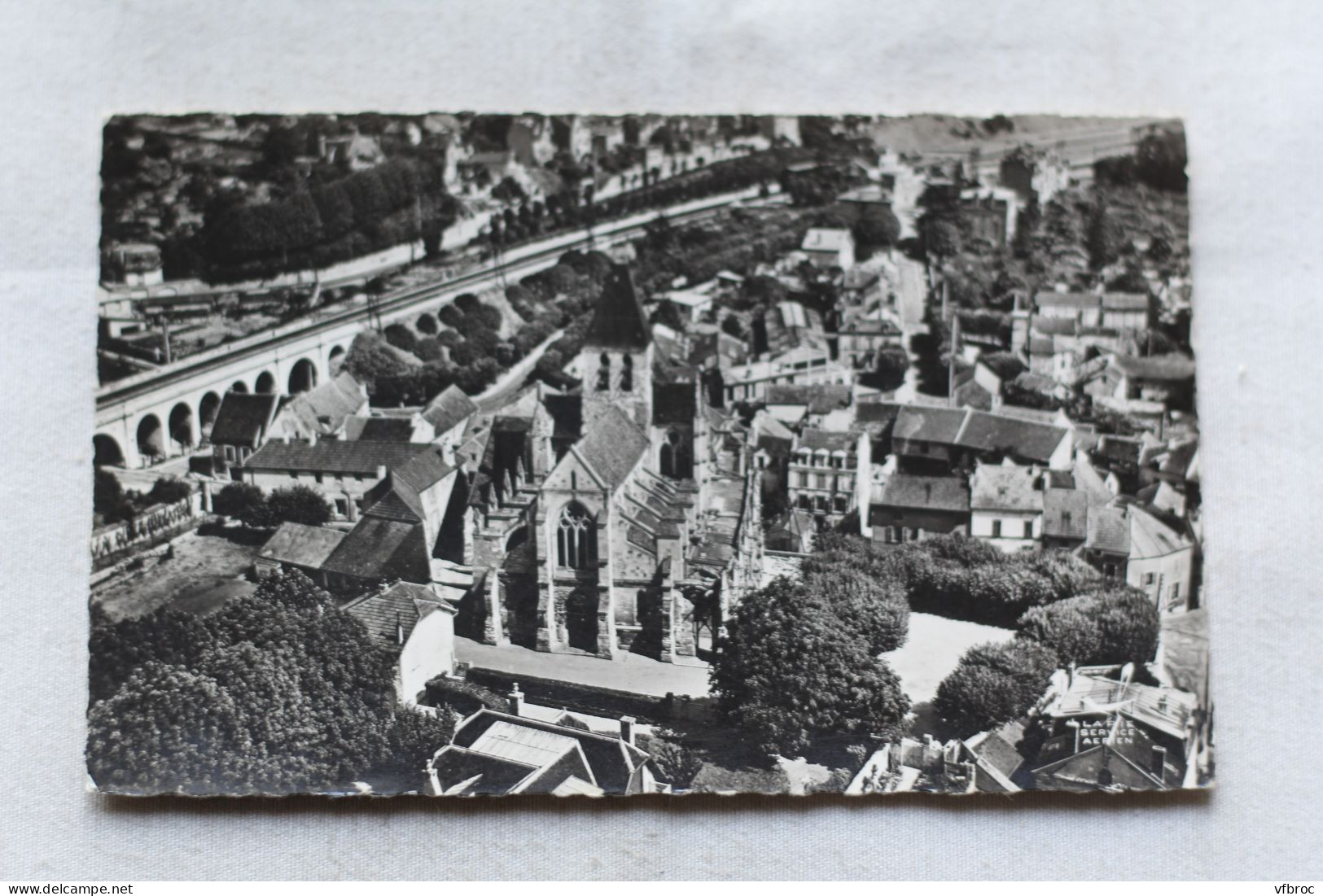 Cpsm, Triel sur Seine, l'église et la gare, Yvelines 78