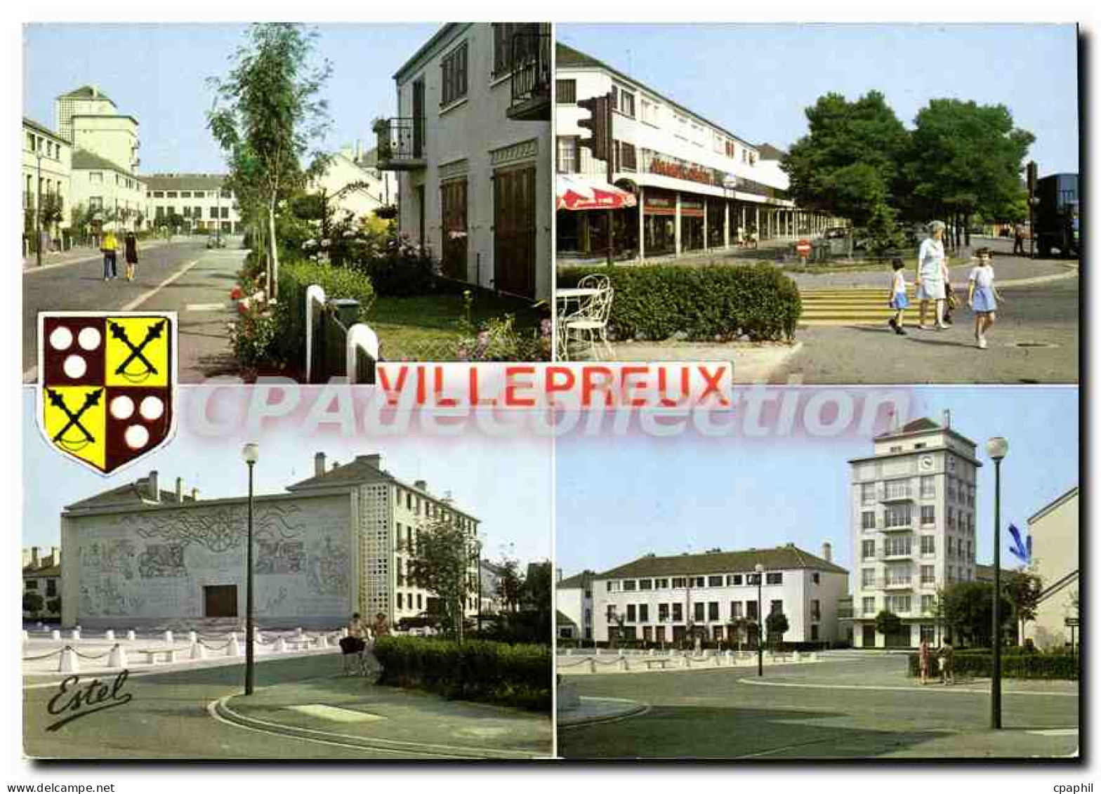 CPSM Villepreux Avenue De Beauce Avenue De Touraine église place Saint-Vincent-de-Paul