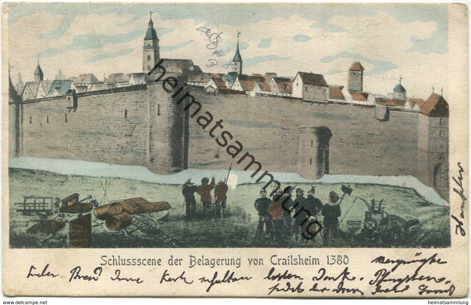 Crailsheim - Schlussscene der Belagerung von Crailsheim 1380 - Verlag Eduard Rollwagen Crailsheim gel.