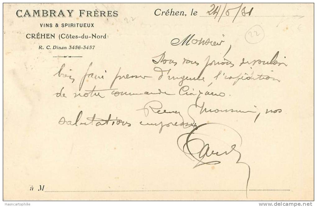 Crehen : vins et spiritueux Cambray Freres
