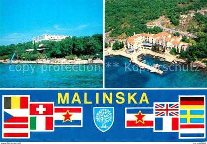 Malinska Krk Hotel Tamaris Fischerdorf Hafen Nationalflaggen