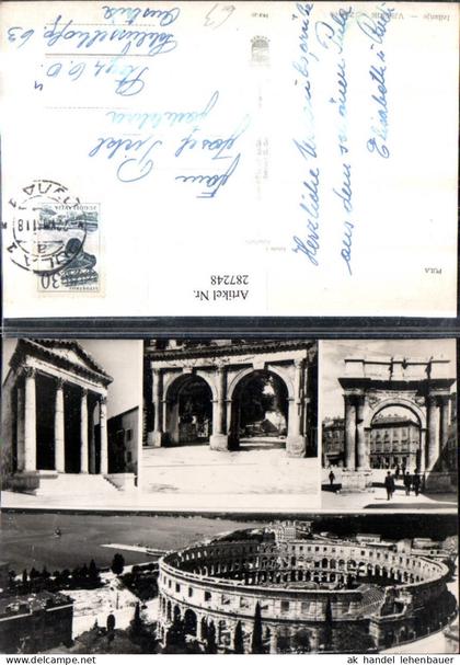 287248,Pula Kolosseum Tempel Bogen Straßenansichten Mehrbildkarte