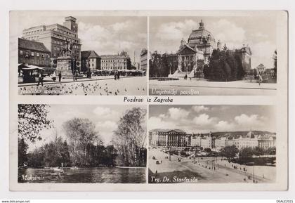 Croatia Kroatien Croacia Croatie ZAGREB Yugoslavia 1933 View Photo Postcard RPPC CPA Sent to Bulgaria (41710)