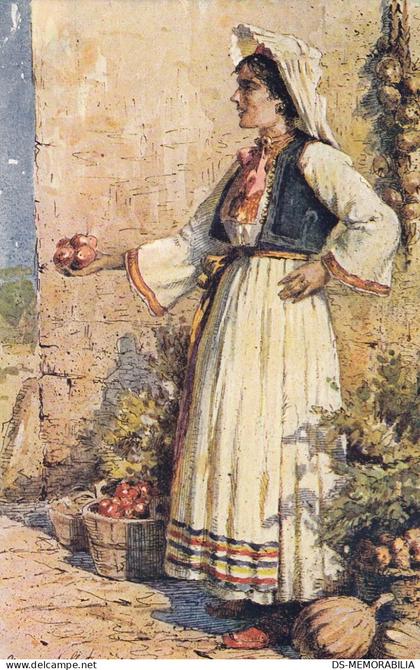 Dalmacija ( Dubrovnik Konavle ? ) Folklore , Traditional costume , Woman selling Apples