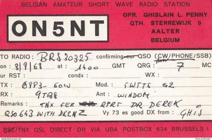 Aalter Belgium Vintage 1960s Old Amateur Radio Station QSL Postcard