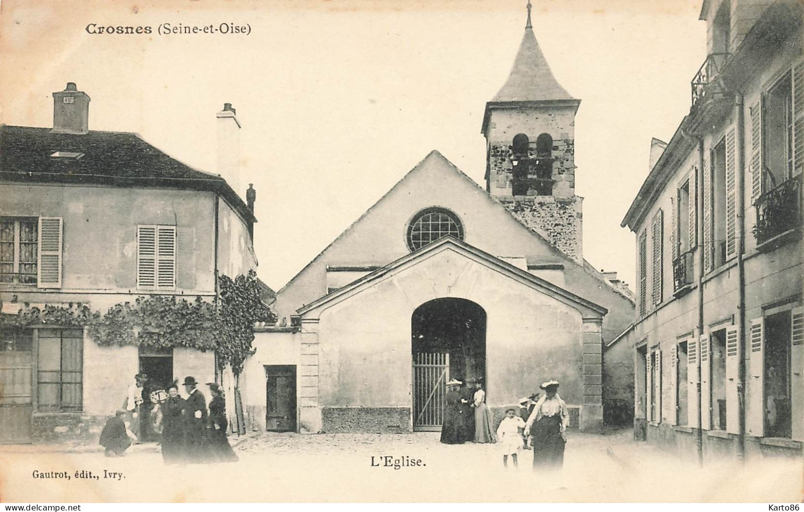 crosne * crosnes * la place de l'église du village * villageois