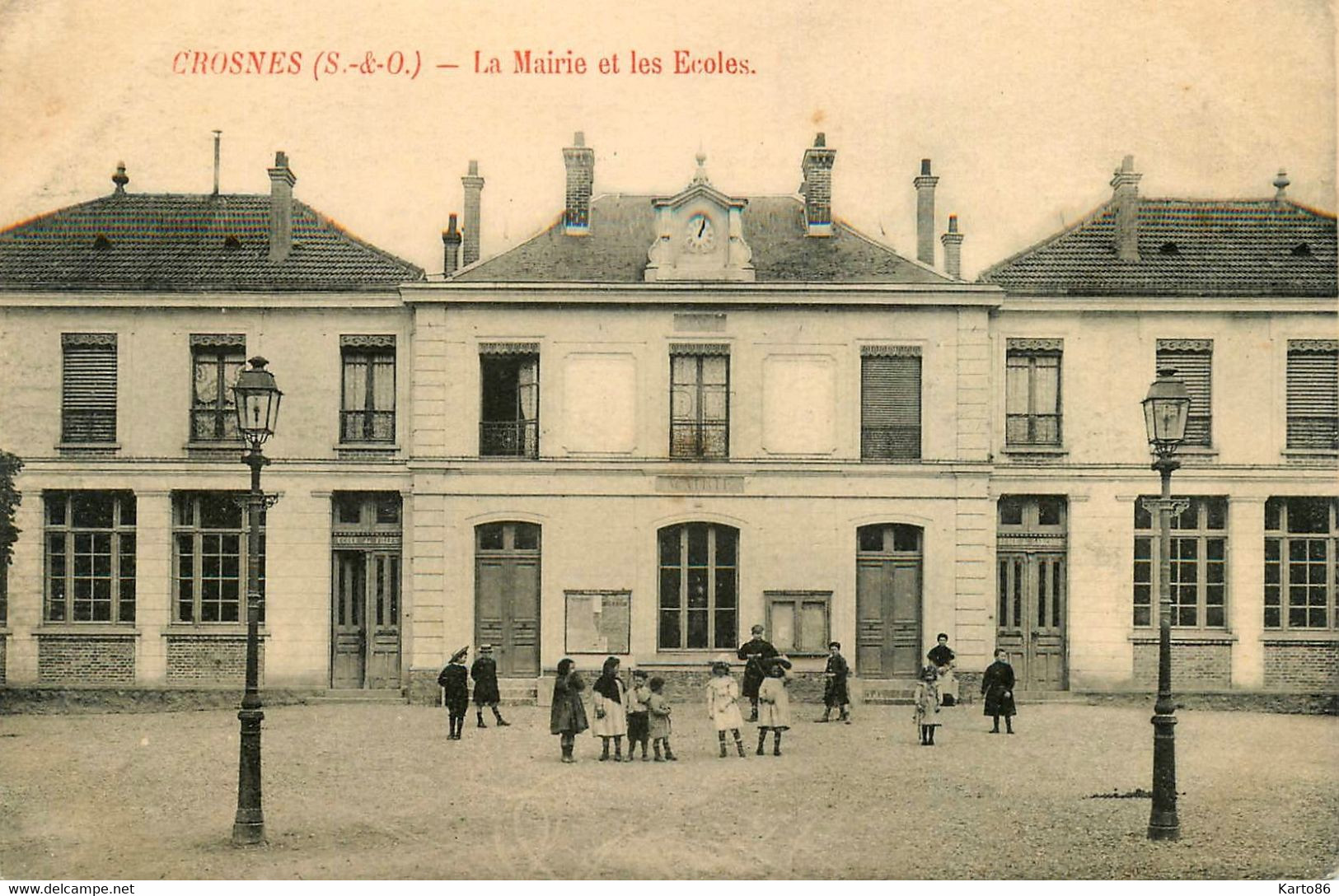 crosne crosnes * les écoles et la mairie * école village écoliers enfants