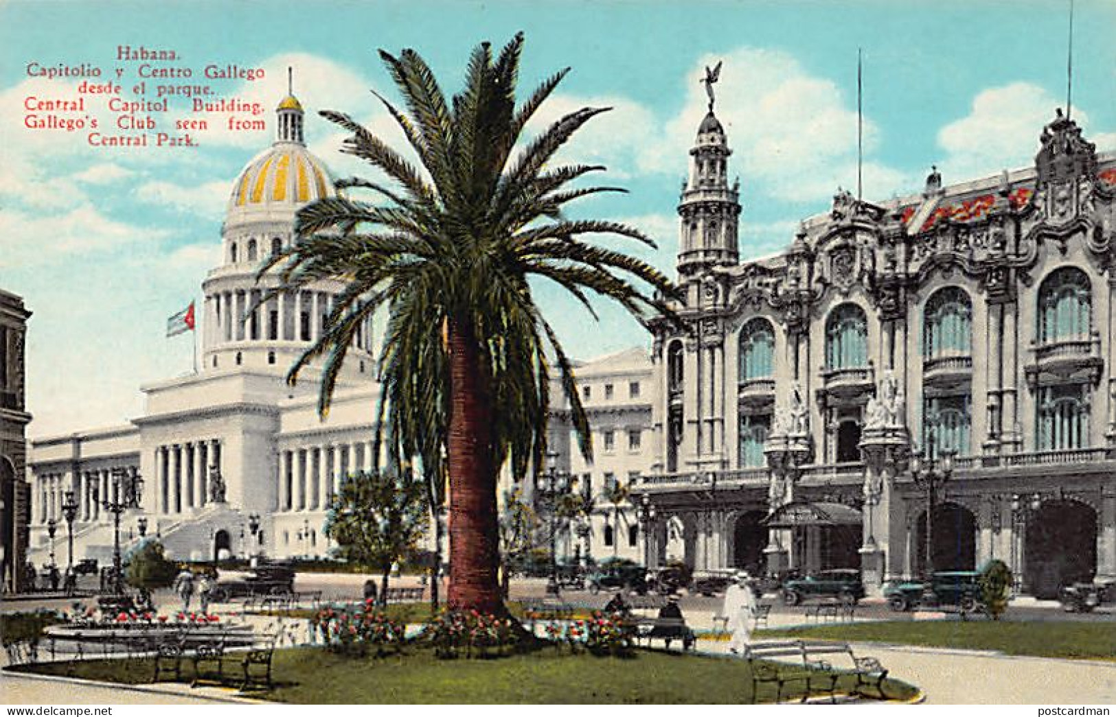 Cuba - HAVANA - Central Capitol Building, Gallego's Club seen from Central park - Publ. Jordi 48