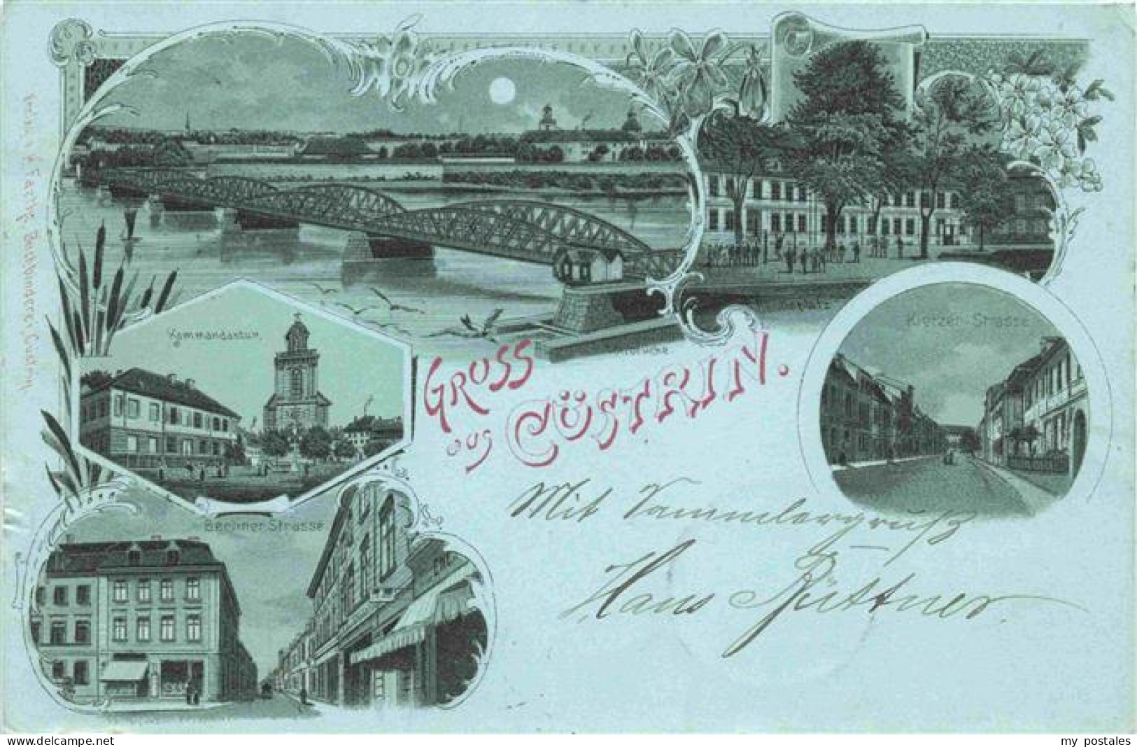 Cuestrin-Neustadt Kuestrin Ostbrandenburg Kostrzyn PL Panorama im Mondschein Kom