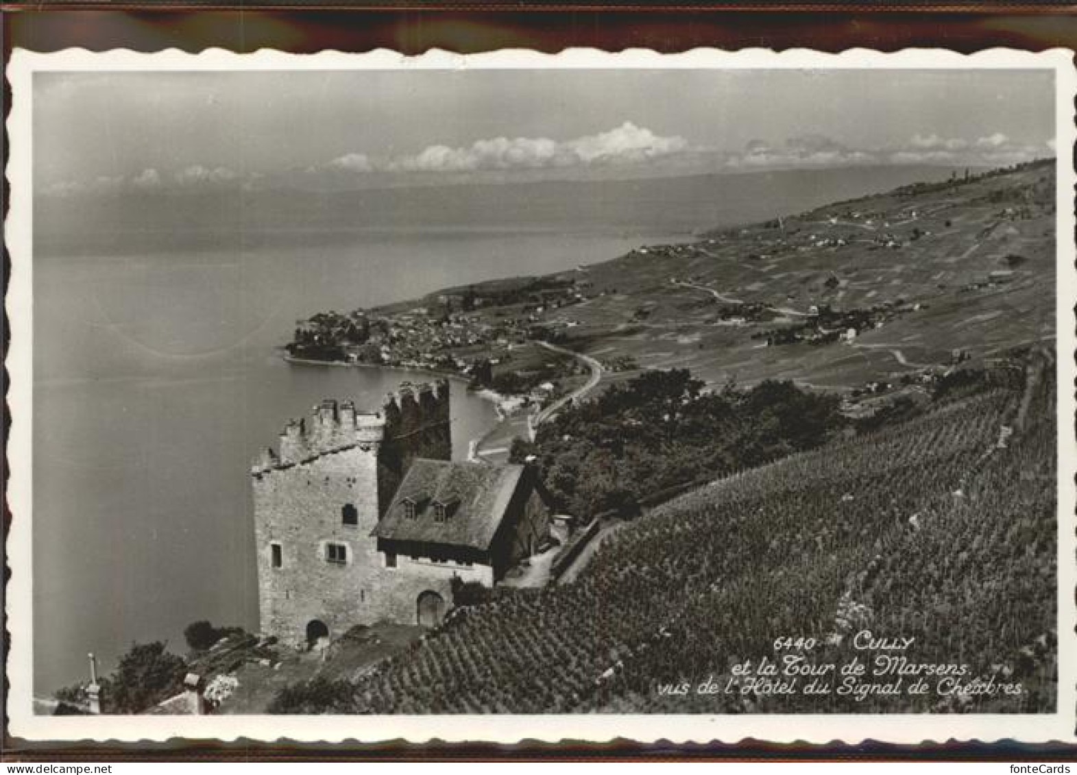Cully VD Tour de Marsens vus de l Hotel du Signal de Chexbres Lac Leman Burg Reb