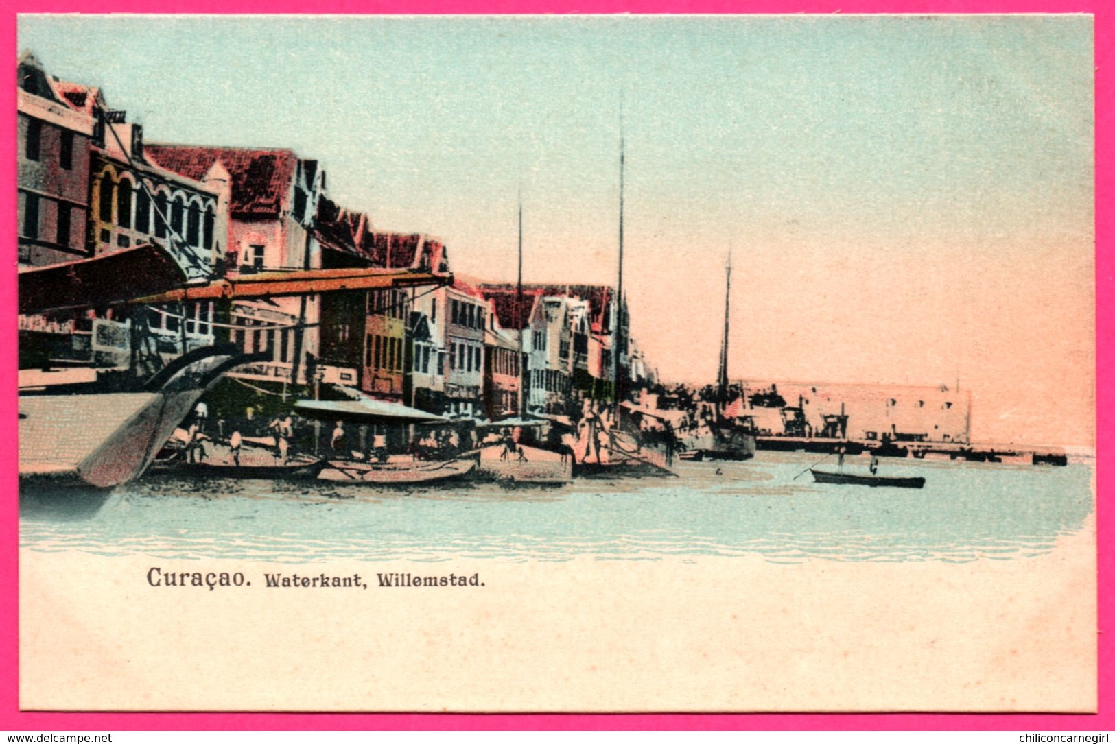 Curaçao - Waterkant - Willemstad - Voilier - Bateau - Animée - Colorisée