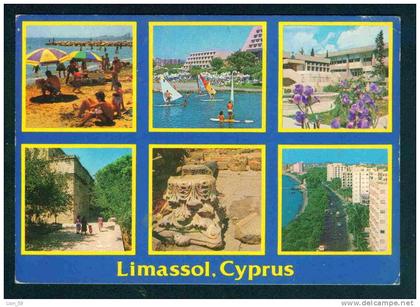 79000 / CYPRUS LIMASSOL - 6 view sport Windsurfing Archaeology USED 1+15c Cyprus Chypre Zypern PC postcard AK