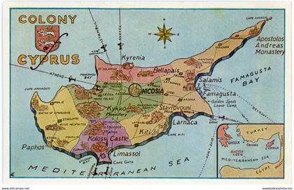 Cyprus Colony Map postcard