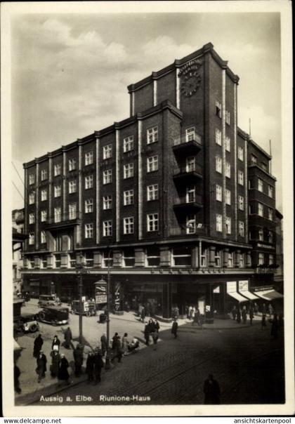 CPA Ústí nad Labem Aussig Elbe Stadt, Riunione Haus, Außenansicht