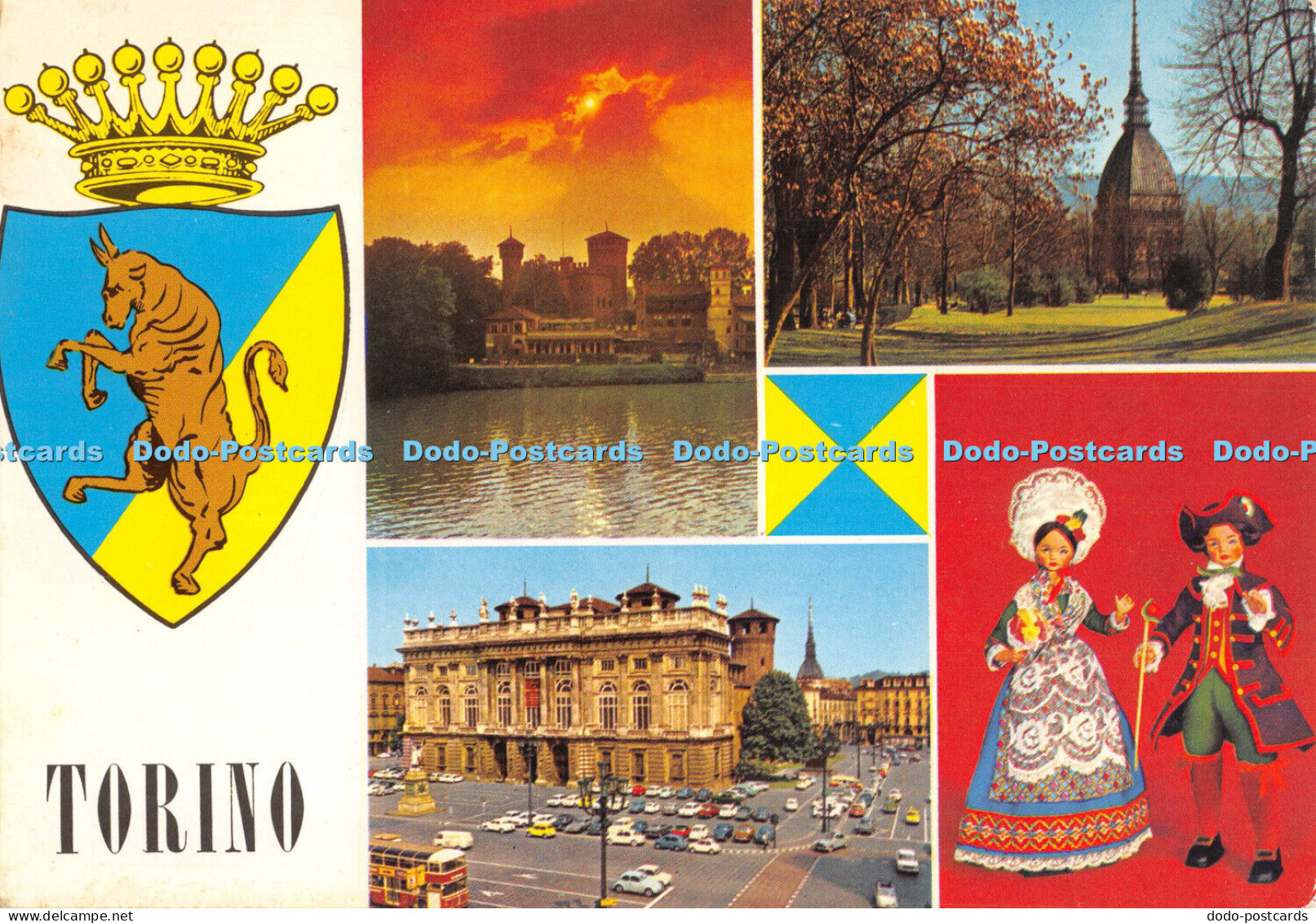 D001855 Torino. Castello Medioevale e fiume Po. La Mole Antonelliana. Piazza Cas