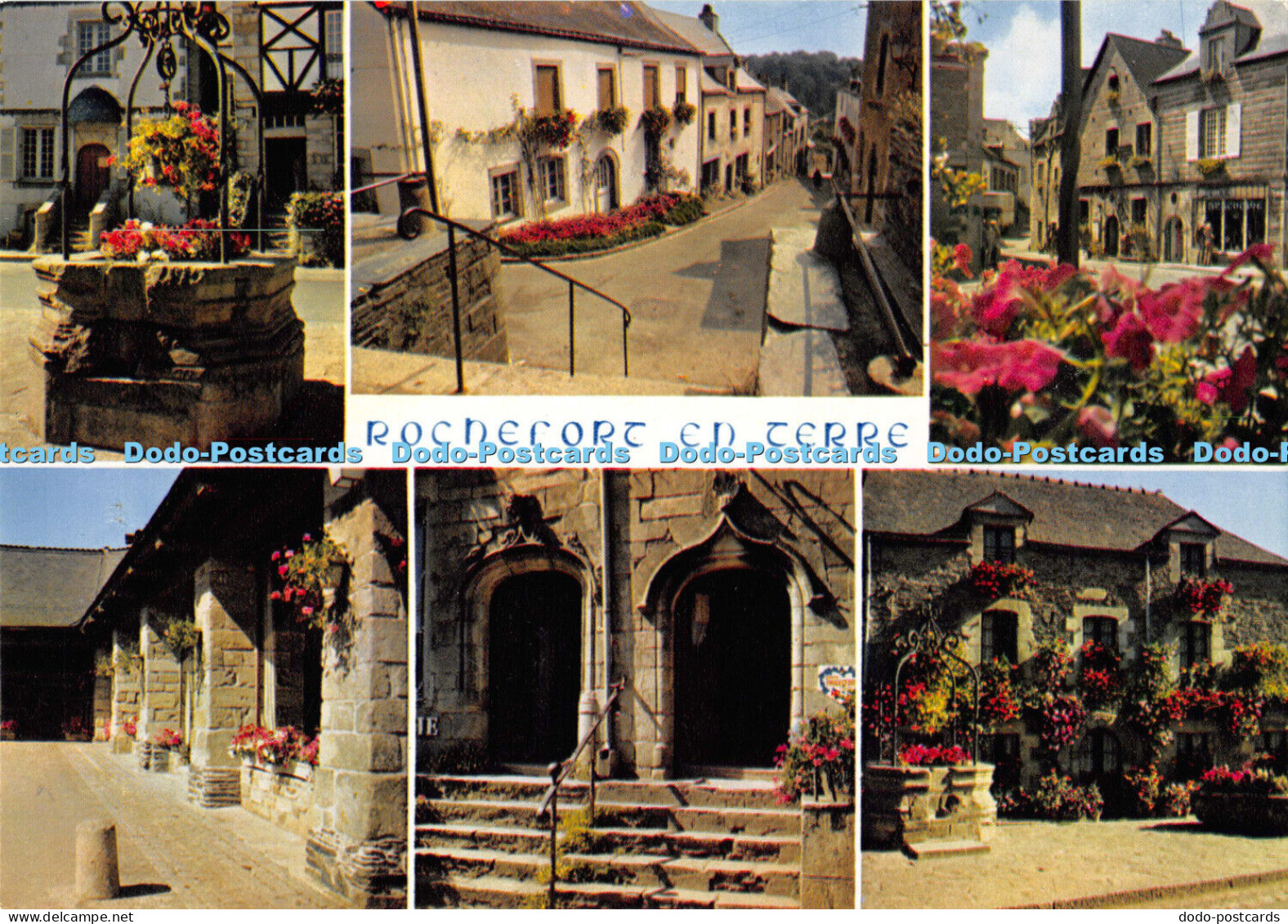 D008936 La Bretagne en Couleurs. Rochefort en Terre. Village fleuri le puits au