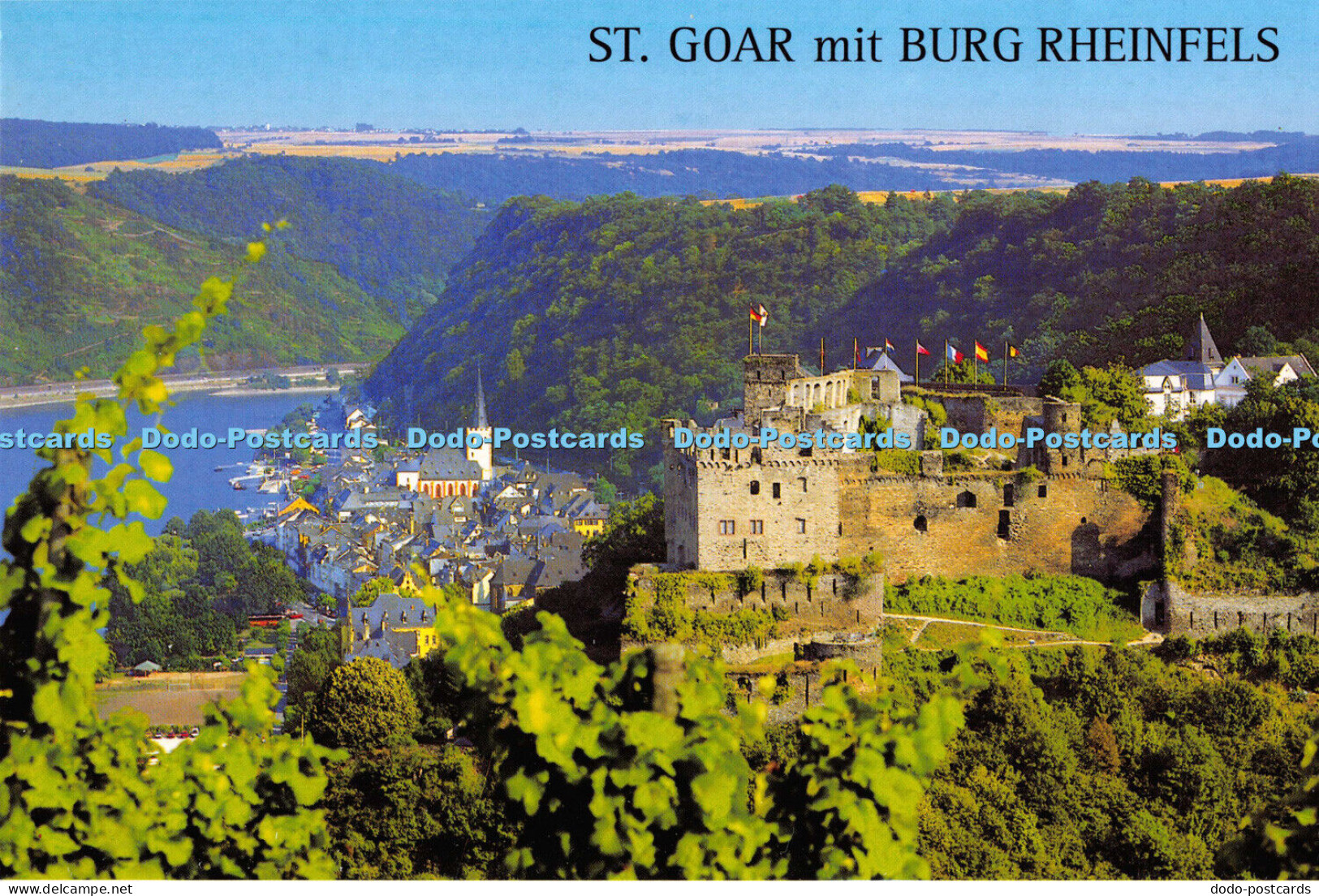 D028483 St. Goar mit Burg Rheinfels. St. Goar with Rheinfels Castle. Rahmel