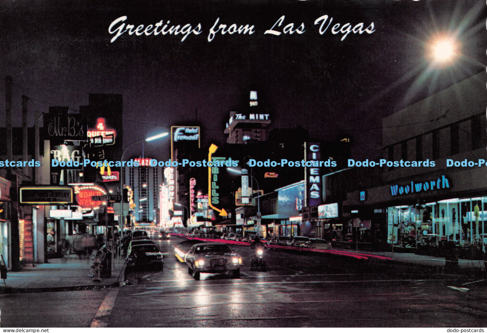 D030775 Greetings from Las Vegas. Casino Center. Fremont Street. Dazzling lights