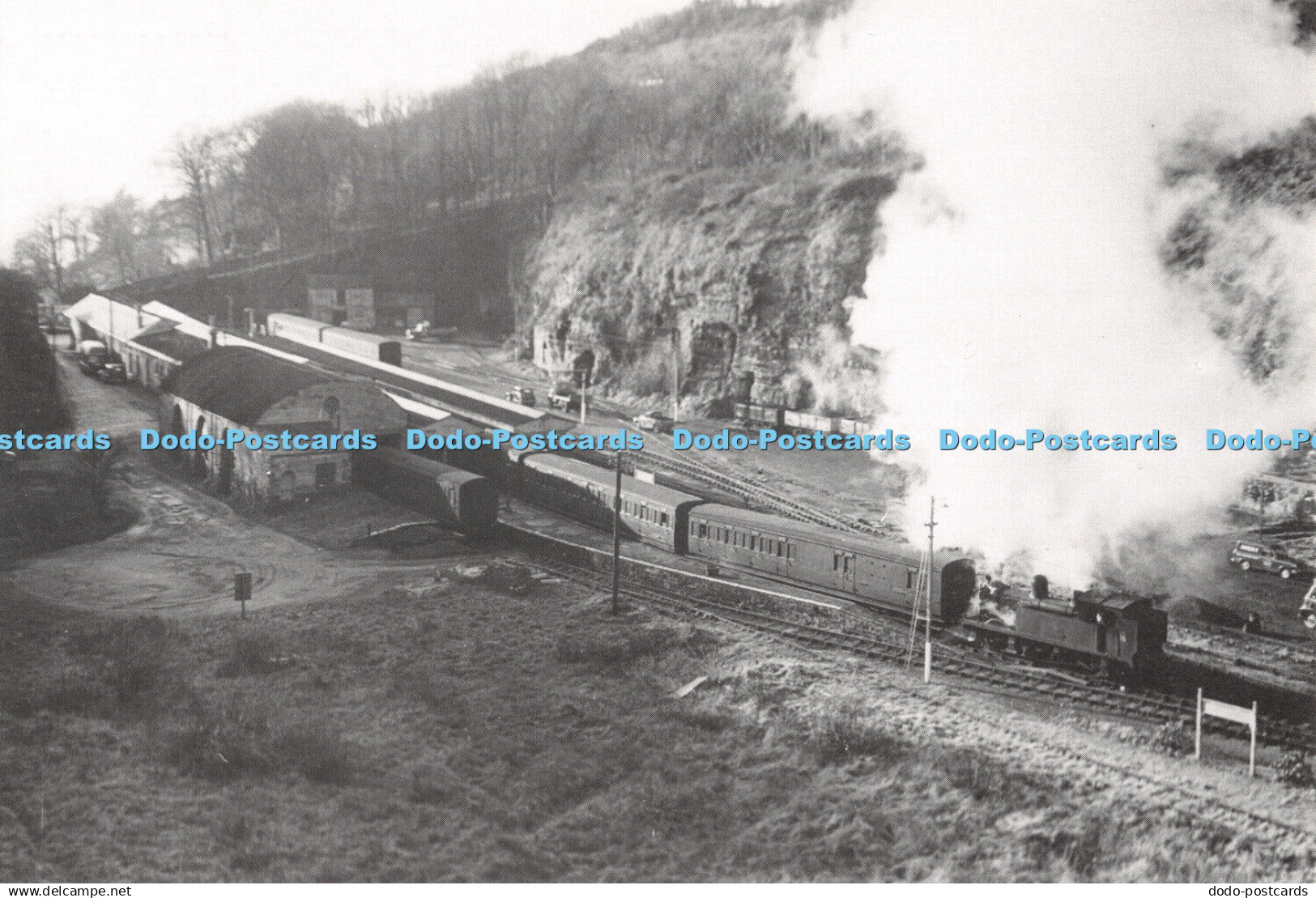 D064844 Engine No. 16. Ventnor with a train for Ryde Pier Head leaving Ventnor.