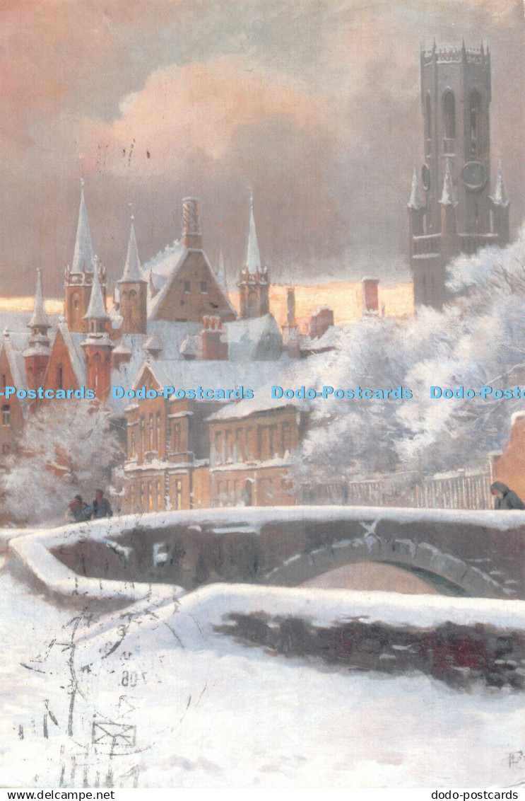 D091822 Musea Brugge. De Meebrug te Brugge onder de sneeuw. Lukas. Art in Flande