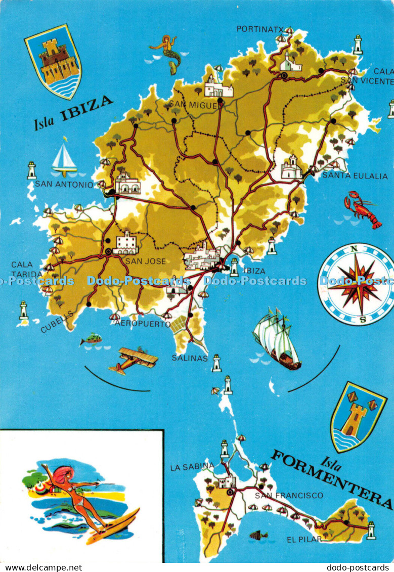 D101690 Mapa de Ibiza y Formentera. Casa Figueretas