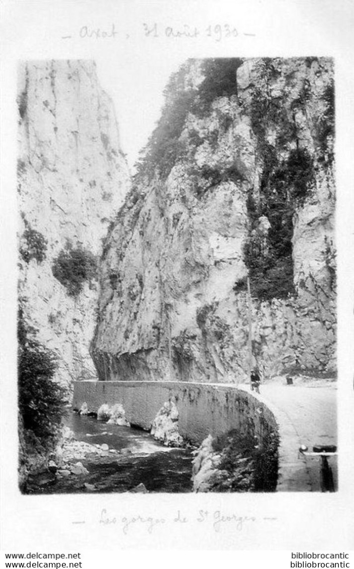 D11 - AXAT -CPA Photo Réelle privée -  VUE DES GORGES DE ST GEORGES, 31/08/1930