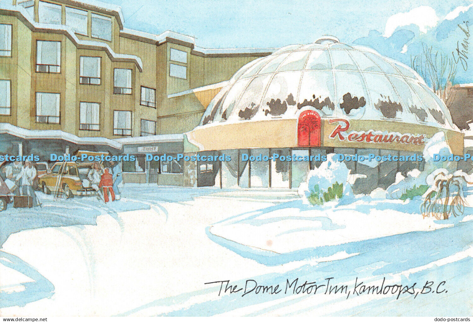 D113340 The Dome Motor Inn. Kamloops. Artist Doug Strand. Noran Printing