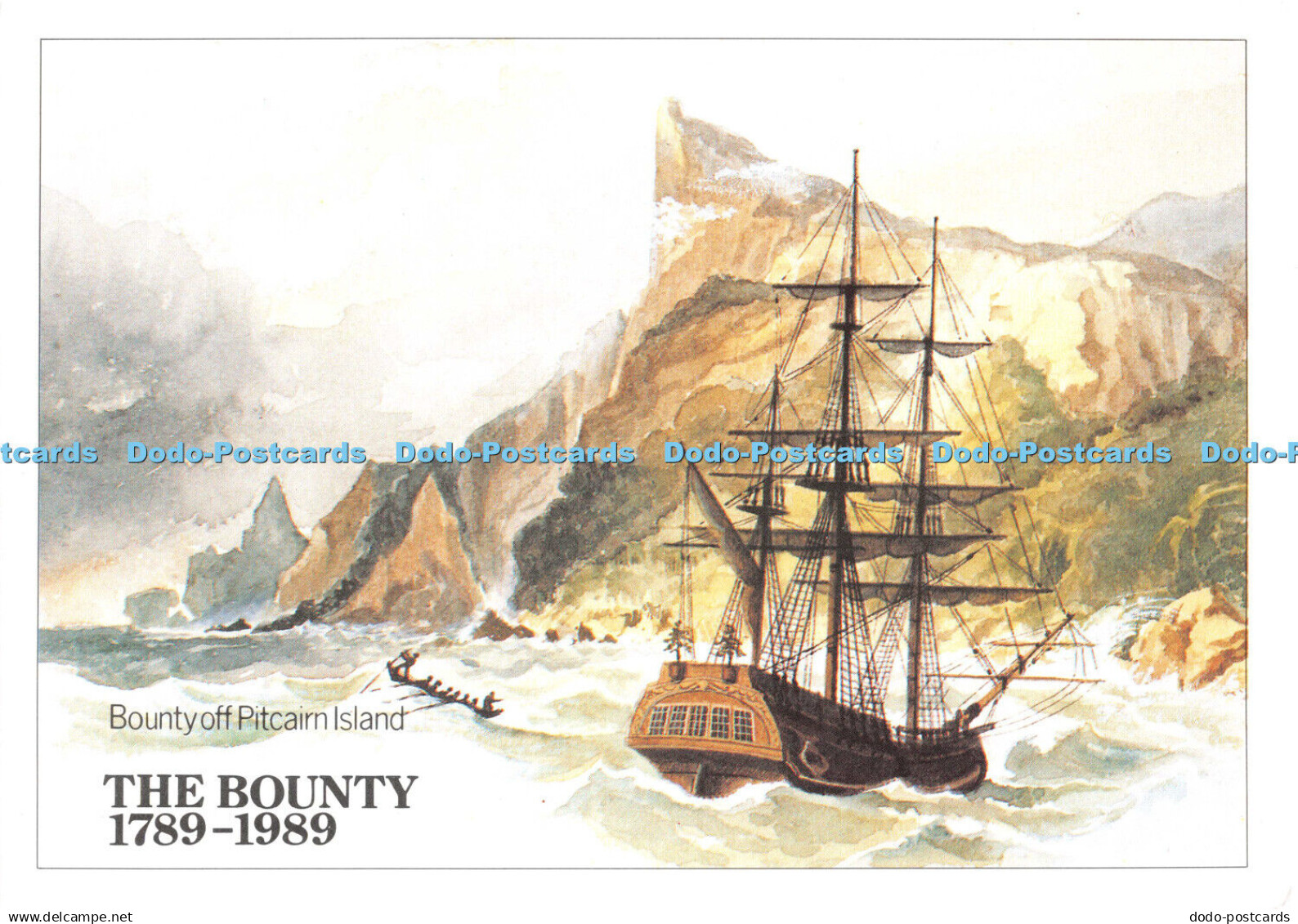 D115479 Bounty off Pitcairn Island. The Bounty. Manx Postal Museum Card No. 2. B