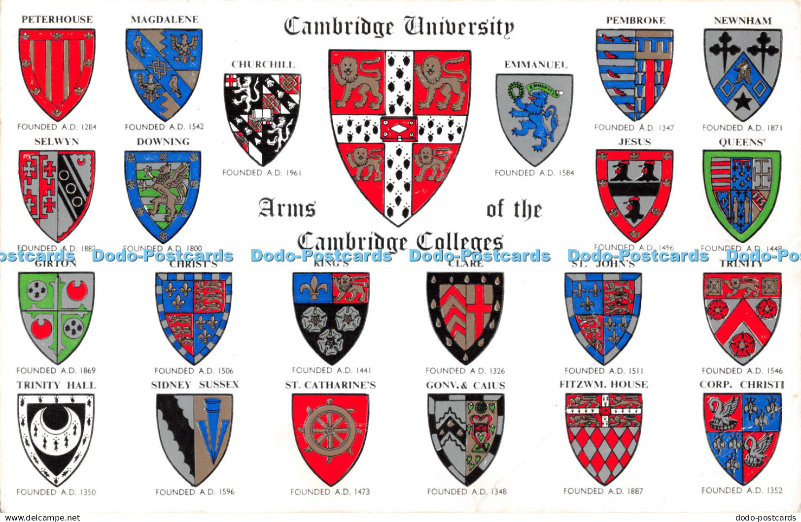 D120429 Cambridge University Arms of Cambridge Colleges Salmon 1967