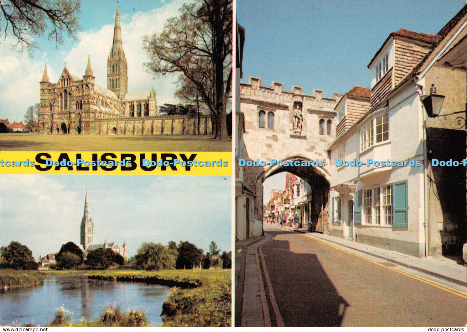 D129305 Salisbury Salisbury Cathedral The North Gate Cathedral and River Avon J