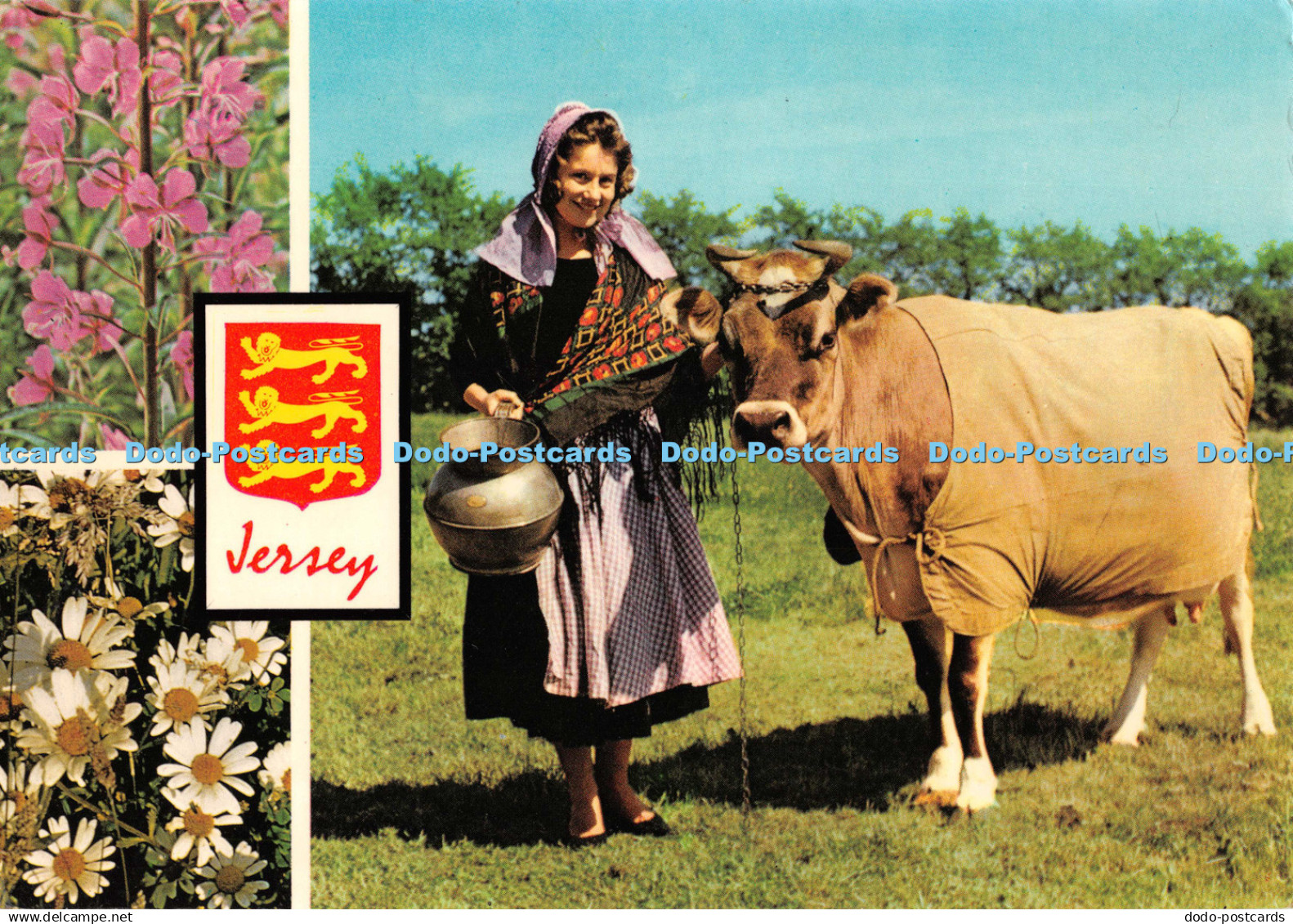 D131686 Jersey Jersey Milkmaid with Jersey Cow Jarrold 1979 Multi View