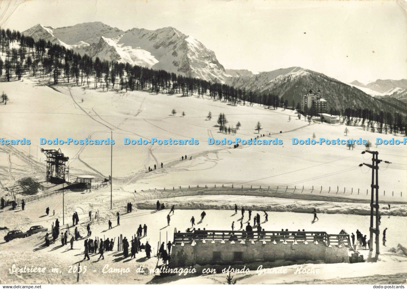 D137554 Skating ground Grande Roche on background Foto Mazzucco Sestriere Campo