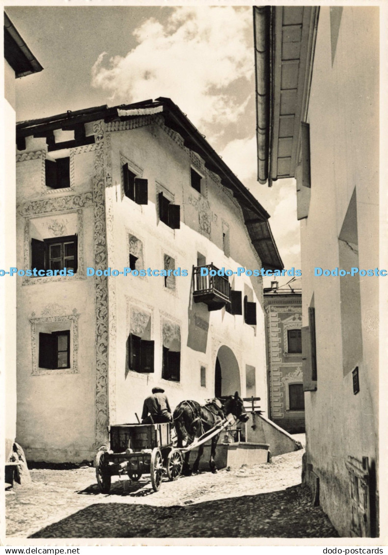 D194247 Guarda im Unter Engadin Dorfpartie beim Haus Konz Otto Furter Davos Plat