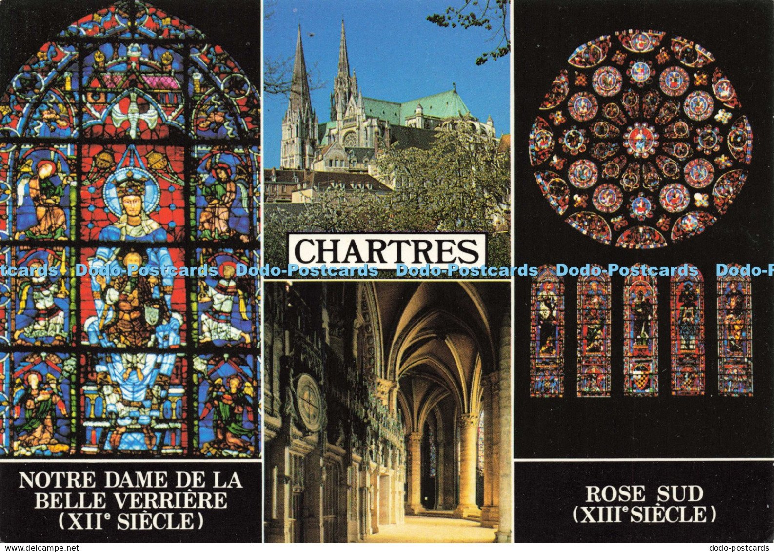 D195278 Chartres Notre Dame de la Belle Verriere XII siecle Rose Sud XIII siecle