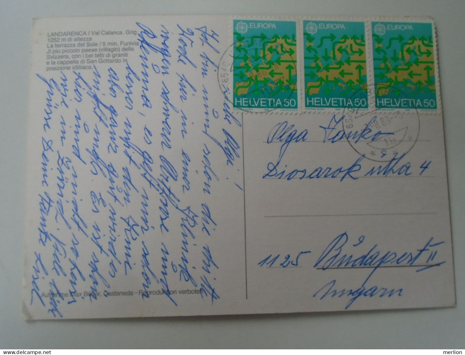 D199689  Switzerland -   LANDARENCA Val Calanca multiview  - stamps  1988